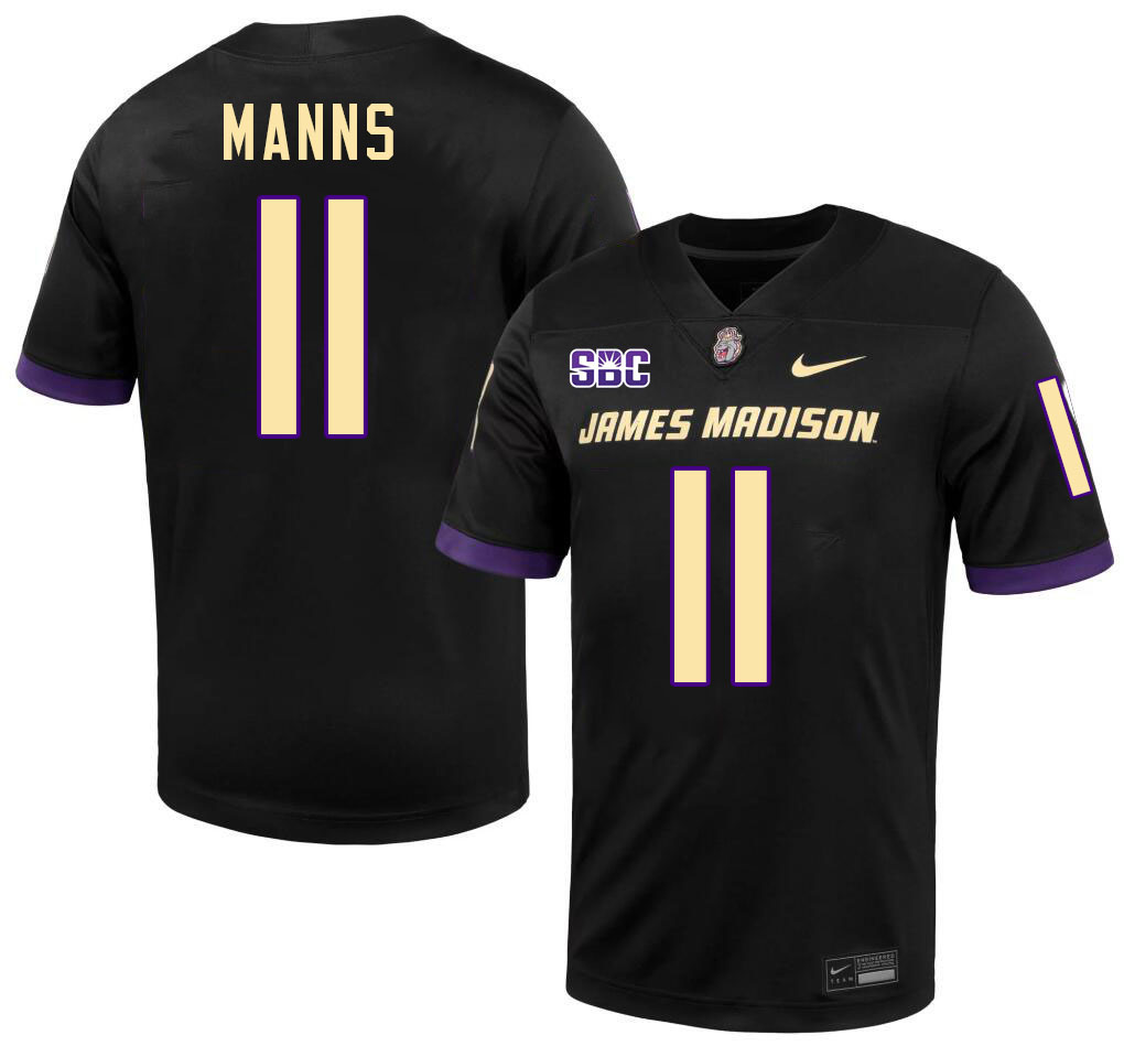 #11 Khairi Manns JMU Jersey,James Madison Dukes Football Jerseys Stitched-Black